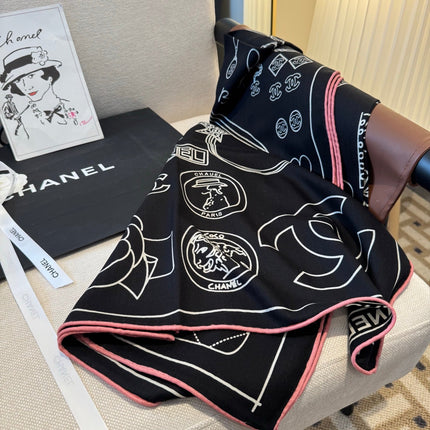 CHANEL 26S SCARF 140 IN SILK AND CASHMERE 510941