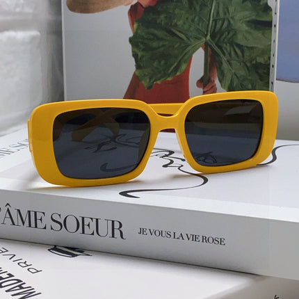 DIOR 26S RECTANGULAR FRAME IN YELLOW ACETATE 422574