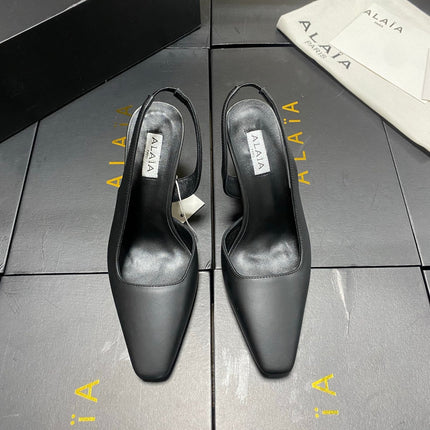 ALAIA 26S WEDGE SLINGBACKS 95 MM IN BLACK CALFSKIN