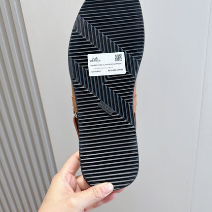 HM HENRIO FLAT SANDAL AEGEAN CALFSKIN