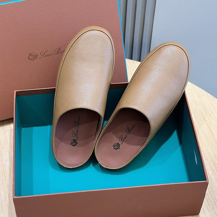 LP TOMORI SABOT MULES PEANUT MESH CALFSKIN