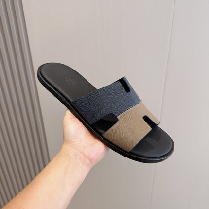 HM IZMIR SANDAL NAVY AND GRAY CALFSKIN