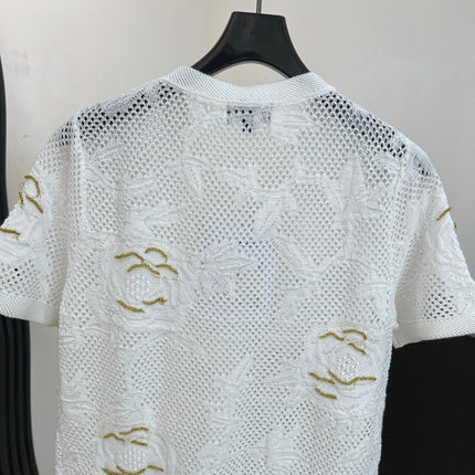 CHANEL 26S BUTTON-UP SHORT-SLEEVE KNIT TOP STYLE 1159