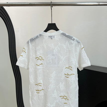 CHANEL 26S BUTTON-UP SHORT-SLEEVE KNIT TOP STYLE 1159