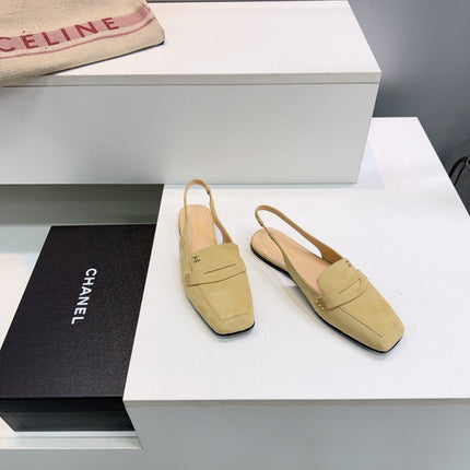 CHANEL 26S SLINGBACK FLATS IN BEIGE SUEDE
