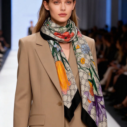 GUCCI 26S SCARF 140 IN CASHMERE AND SILK 250154