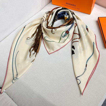 HERMES 26S SCARF 135 IN SILK AND CASHMERE 498252