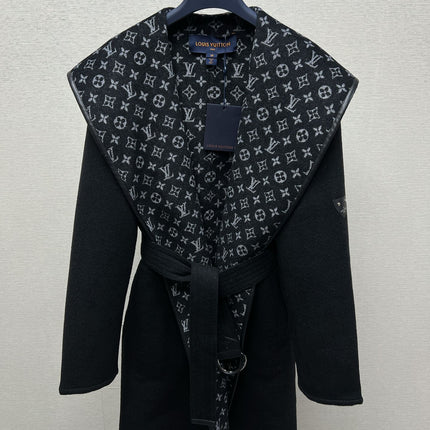 DIOR HOODED COAT IN BLACK WOOL