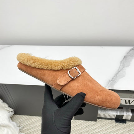 ALAIA 26S MULE IN BROWN SUEDE AND WOOL
