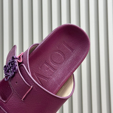 LOEWE 26S EASE SLIDE IN WINE RED CALFSKIN