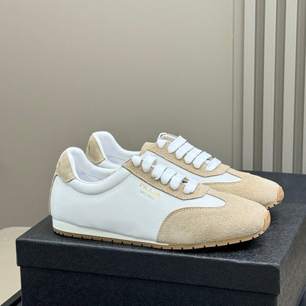 PRADA 25S SNEAKER IN WHITE MIX DARK BEIGE SUEDE STYLE 2