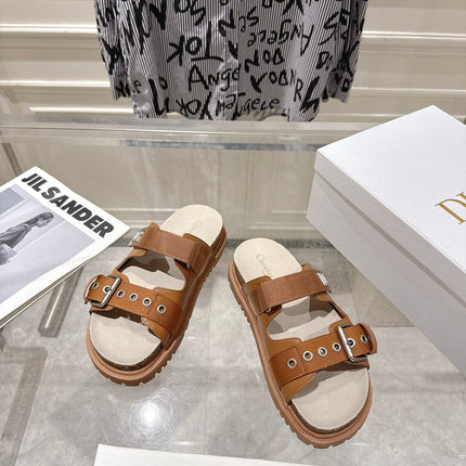 DIOR 26S SLIDES IN BROWN CANVAS