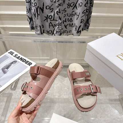 DIOR 26S SLIDES IN NUDE PINK CANVAS