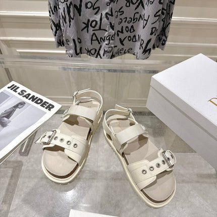DIOR 26S BUCKLE SANDALS IN OFF WHITE CANVAS