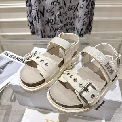 DIOR 26S BUCKLE SANDALS IN OFF WHITE CANVAS
