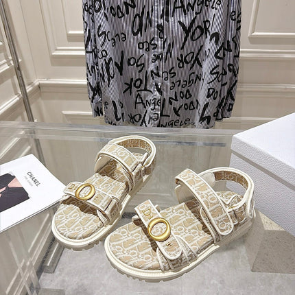 DIOR 26S VELCRO SANDALS IN LIGHT BEIGE OBLIQUE CANVAS