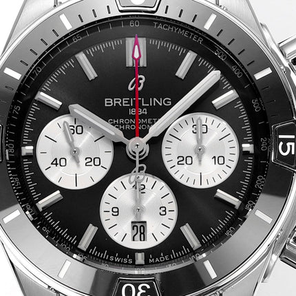 SUPER CHRONOMAT B01 44 CERAMIC BEZEL BLACK AND WHITE DIAL