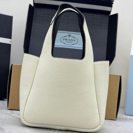 PRADA 25S TOTE MINI BAG 18 IN IVORY CALFSKIN GOLD HARDWARE