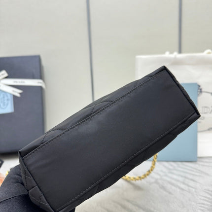 PRADA 25S CROSSBODY BAG 21 IN BLACK NYLON GOLD HARDWARE