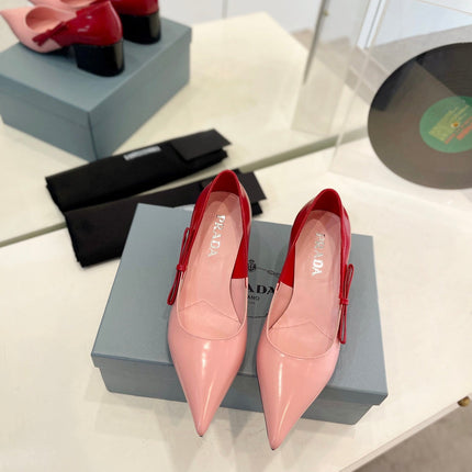 Pra Pump 45 Square Sole Pink Red Patent Leather
