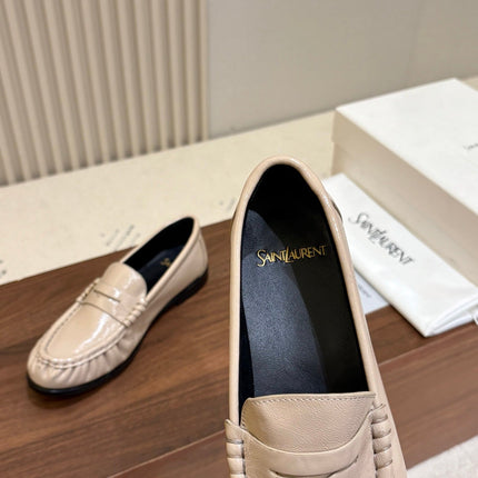 YSL 26S LOAFERS IN BEIGE GLOSSY CALFSKIN