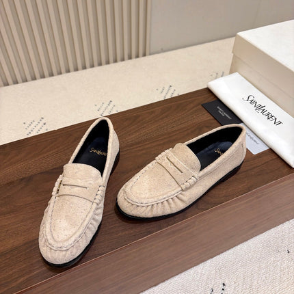 YSL 26S LOAFERS IN BEIGE SUEDE