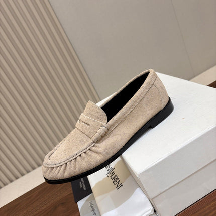 YSL 26S LOAFERS IN BEIGE SUEDE