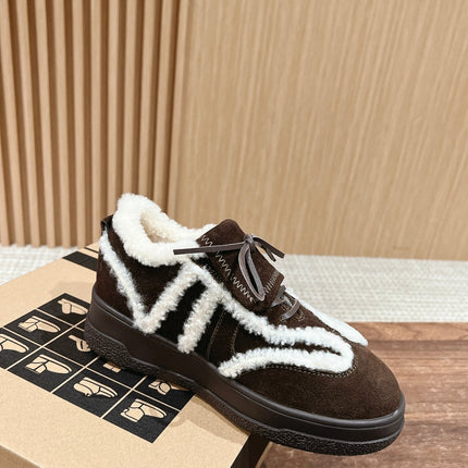 PLATFORM SNEAKER IN CHOCOLATE BROWN SUEDE AND FLEECE LINING