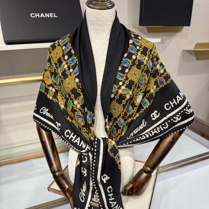 CHANEL 26S SCARF 135 IN SILK AND CASHMERE 504808