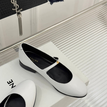 CELINE 26S MARY JANE SHOES IN WHITE LAMBSKIN