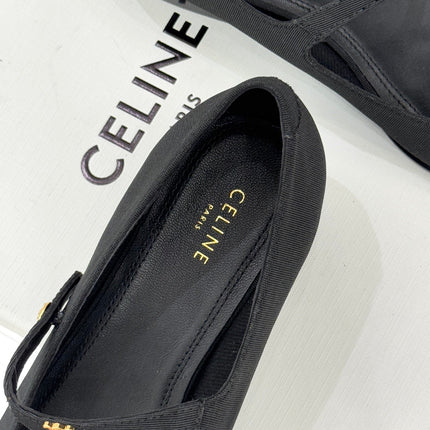 CELINE 26S MARY JANE SHOES IN BLACK FABRIC