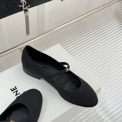 CELINE 26S MARY JANE SHOES IN BLACK FABRIC