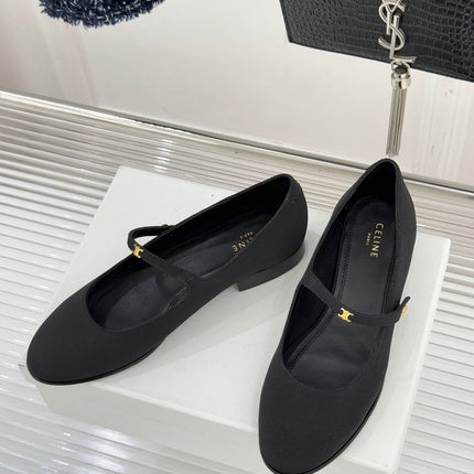 CELINE 26S MARY JANE SHOES IN BLACK FABRIC