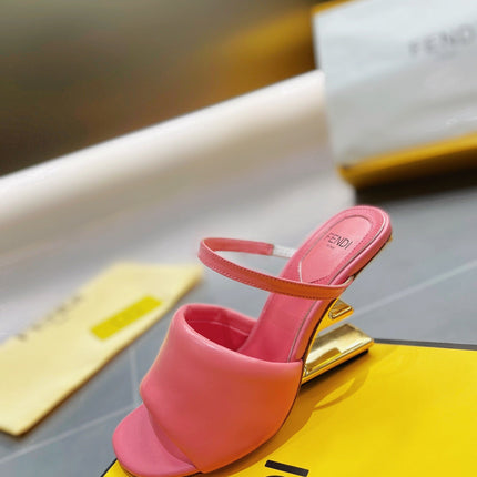 FENDI BAGUETTE HIGH-HEEL SANDALS 8 CM IN DARK PINK CALFSKIN