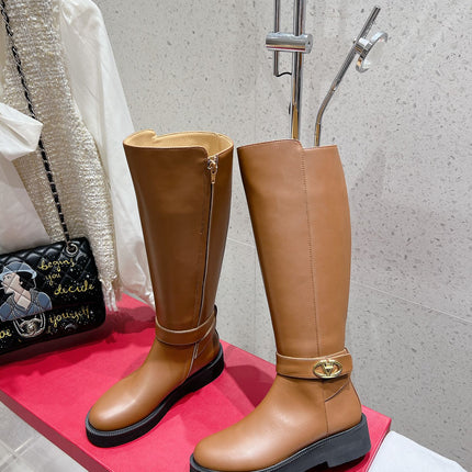 VALENTINO 25S KNEE-HIGH BOOTS IN BROWN CALFSKIN STYLE 8