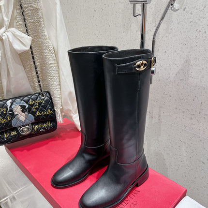 VALENTINO 25S KNEE-HIGH BOOTS IN BLACK CALFSKIN STYLE 4