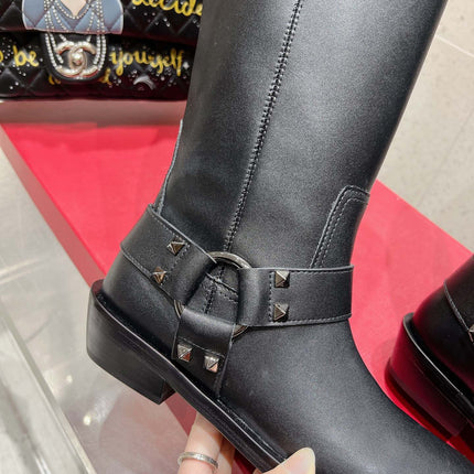 VALENTINO 25S KNEE-HIGH BOOTS IN BLACK CALFSKIN STYLE 1