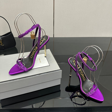 TOM FORD 26S HEELED SANDALS 100 MM IN PURPLE CALFSKIN
