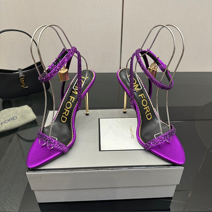 TOM FORD 26S HEELED SANDALS 100 MM IN PURPLE CALFSKIN