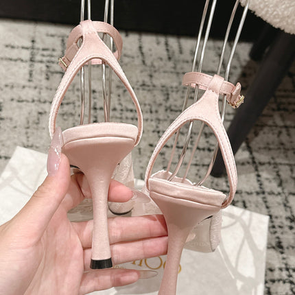 JIMMY CHOO 26S SLINGBACK HEELS 95 MM IN LIGHT PINK LACE