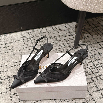 JIMMY CHOO 26S SLINGBACK HEELS 65 MM IN BLACK FABRIC