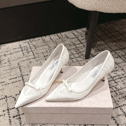 JIMMY CHOO 26S POINTED-TOE HIGH HEELS 65 MM IN WHITE FABRIC