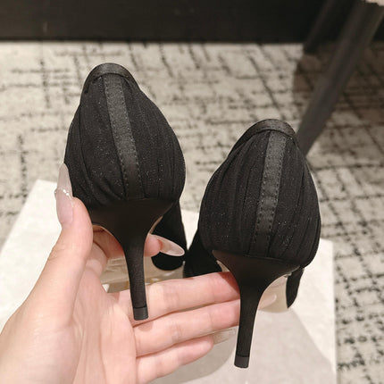 JIMMY CHOO 26S POINTED-TOE HIGH HEELS 65 MM IN BLACK FABRIC
