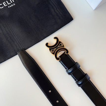 CELINE 26S BELT 25 MM IN BLACK CALFSKIN 631343