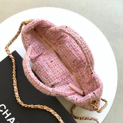 CHANEL 25S BOW BAG 26 IN PINK TWEED WITH GOLD HARDWARE