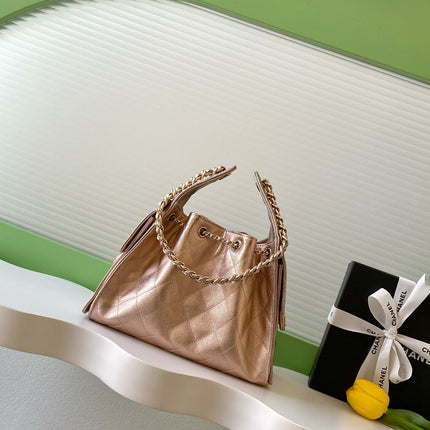 CHANEL 25S HOBO BAG 30 IN ROSE METALLIC CAVIAR