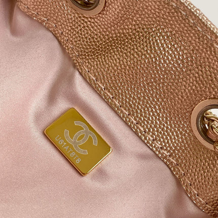 CHANEL 25S HOBO BAG 30 IN ROSE METALLIC CAVIAR