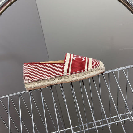 NEW FLAT FISHERMAN SHOES CARO RED COTTON CANVAS