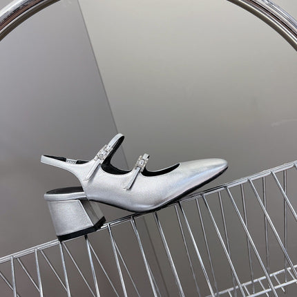 JACKIE 50 PUMP SILVER LAMBSKIN