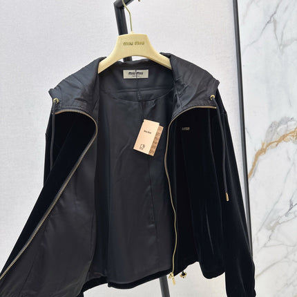 MIUMIU 26S HOODED VELVET JACKET 951